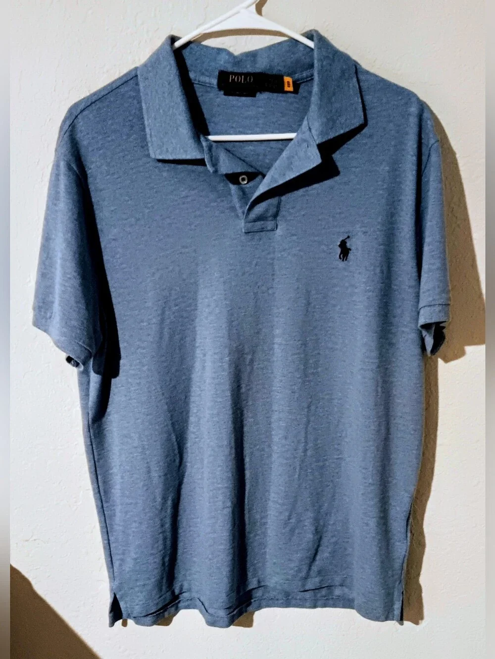 Polo by Ralph Lauren Men's  Blue Polo Custo. Slim Fit Shirt- Large